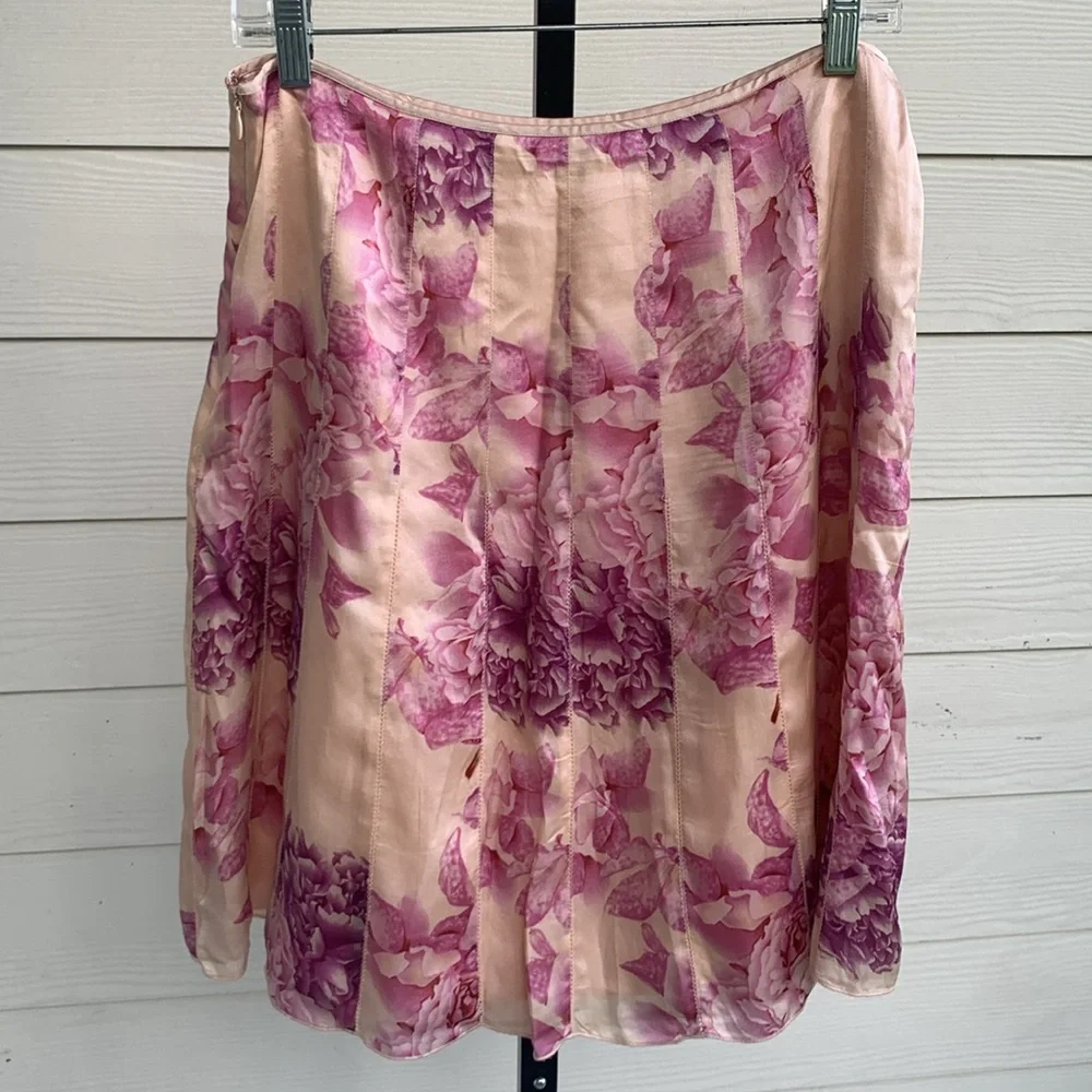 Y2K Ann Taylor vintage silk floral midi feminine fairy skirt 8P